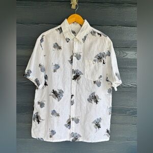 One Summer men’s 100% Linen Floral Button-Up Shirt – Size 2XL